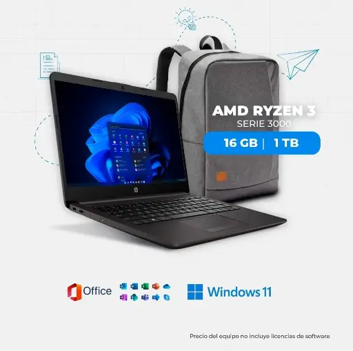HP  245 G9 | Serie 3000 * Modelo:245 G9 * Procesador: AMD Ryzen 3-3200 * Memoria RAM: 8GB * Almacenamiento: 256GB SSD * Pantalla: 14"HD